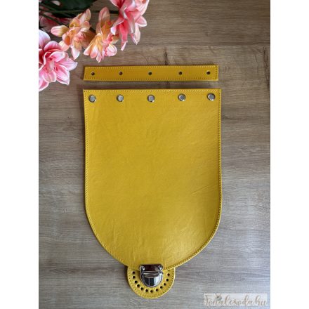 Prémium bőr táskafedél, sárga, 19x25 cm