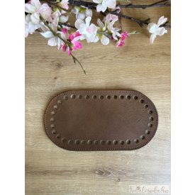  Prémium bőr táska alj, horgolható, barna, 20x10 cm