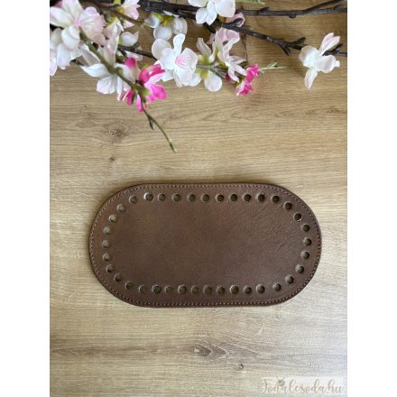  Prémium bőr táska alj, horgolható, barna, 20x10 cm