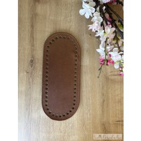 Prémium bőr táska alj, horgolható, barna, 25x10 cm