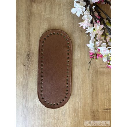 Prémium bőr táska alj, horgolható, barna, 25x10 cm