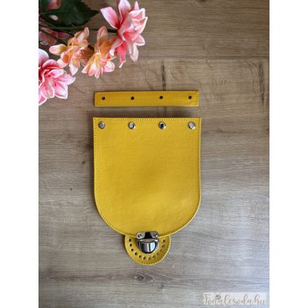  Prémium bőr táskafedél, sárga, 15x17 cm