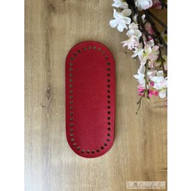 Prémium bőr táska alj, horgolható, piros, 25x10 cm