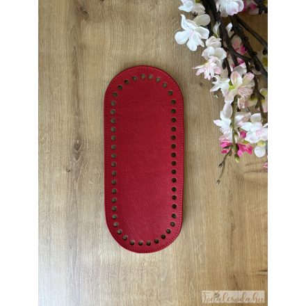 Prémium bőr táska alj, horgolható, piros, 25x10 cm