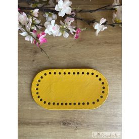 Prémium bőr táska alj, horgolható, sárga, 20x10 cm