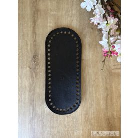 Prémium bőr táska alj, horgolható, fekete, 25x10 cm