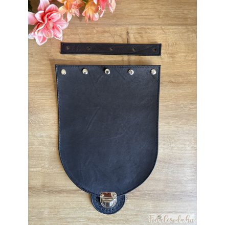 Prémium bőr táskafedél, fekete, 19x25 cm