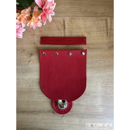 Prémium bőr táskafedél, piros, 15x17 cm