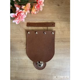 Prémium bőr táskafedél, barna, 15x17 cm