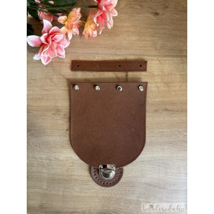 Prémium bőr táskafedél, barna, 15x17 cm