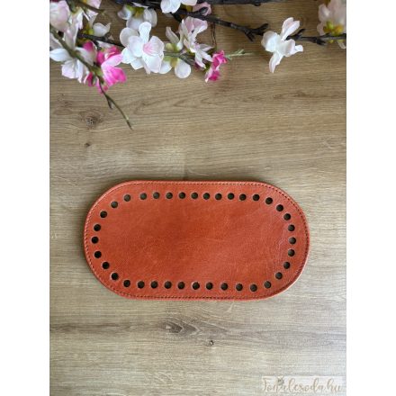 Prémium bőr táska alj, horgolható, narancs, 20x10 cm