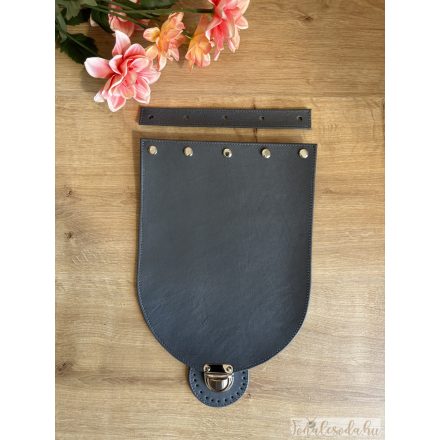 Prémium bőr táskafedél, szürke, 19x25 cm