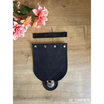 Prémium bőr táskafedél, fekete, 15x17 cm