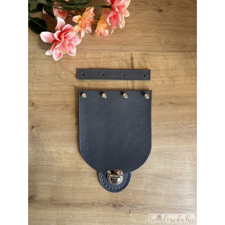 Prémium bőr táskafedél, szürke, 15x17 cm