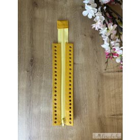 Prémium bőr horgolható cipzár, sárga, 25 cm