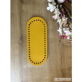 Prémium bőr táska alj, horgolható, sárga, 25x10 cm 