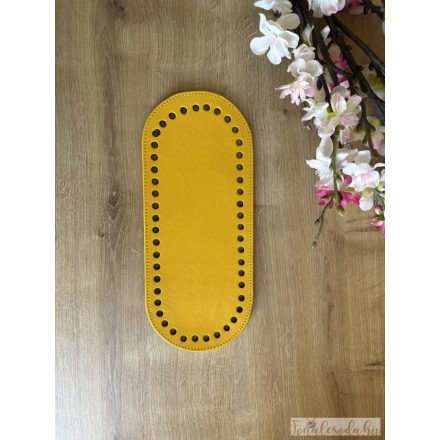 Prémium bőr táska alj, horgolható, sárga, 25x10 cm 