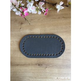 Prémium bőr táska alj, horgolható, szürke, 20x10 cm