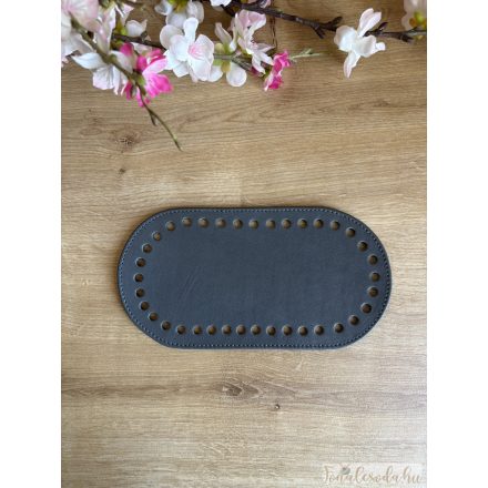 Prémium bőr táska alj, horgolható, szürke, 20x10 cm