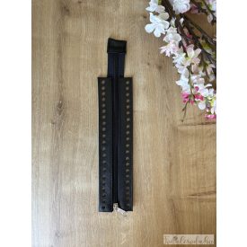 Prémium bőr horgolható cipzár, fekete, 25 cm