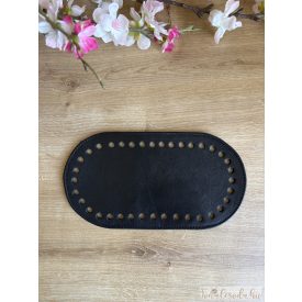 Prémium bőr táska alj, horgolható, fekete, 20x10 cm