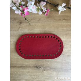  Prémium bőr táska alj, horgolható, piros, 20x10 cm