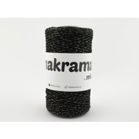   Makramé Fonal Csillogó Arany, Fekete, 200m, 2mm, 250g, mg110
