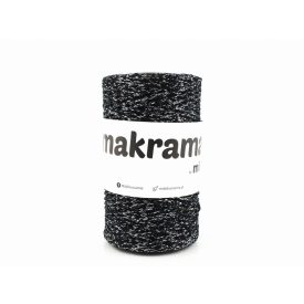   Makramé Fonal Csillogó Ezüst, Fekete, 200m, 2mm, 250g, mg112