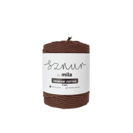 Prémium Pamut Zsinórfonal, Barna, 100m, 3mm, 320g, pc019