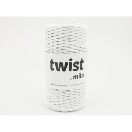 Twist Sodrott Fonal Csillogó Ezüst, Fehér, 100m, 3mm, 300g, tg101