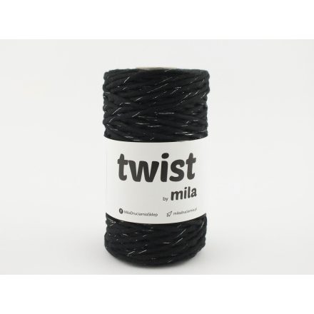 Twist Sodrott Fonal Csillogó Ezüst, Fekete, 100m, 3mm, 300g, tg102