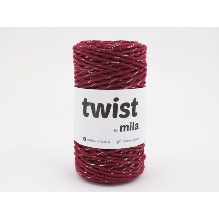 Twist Sodrott Fonal Csillogó Ezüst, Bordó, 100m, 3mm, 300g, tg121