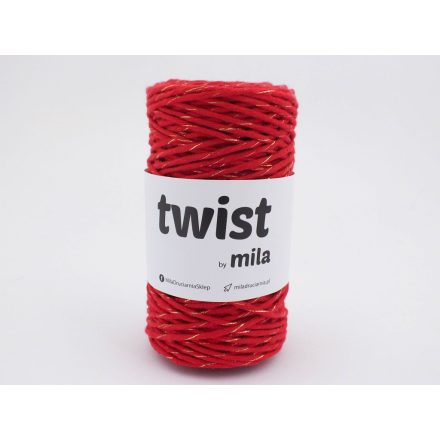 Twist Sodrott Fonal Csillogó Arany, Piros, 100m, 3mm, 300g, tg222