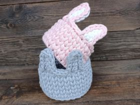 Nyuszifüles Kiskosár - Horgolás lépésről lépésre